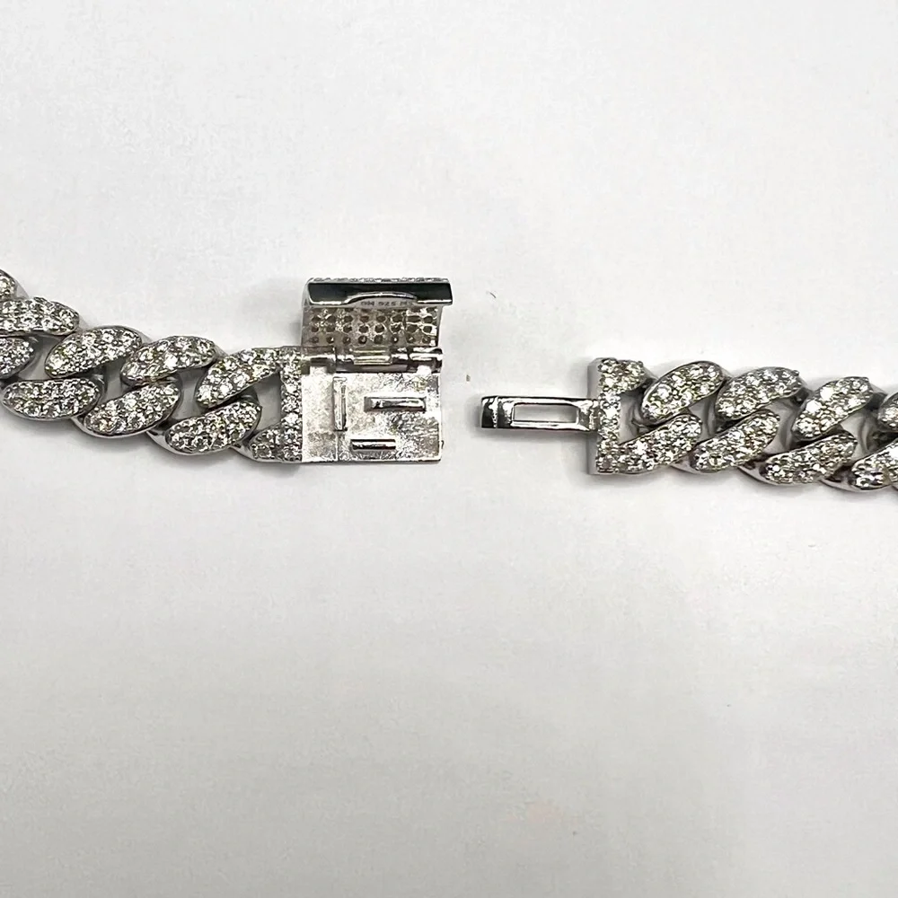 925 Sterling Silver 20.00CTW MOISSANITE Cuban Link Chain Men’s Necklace 20”